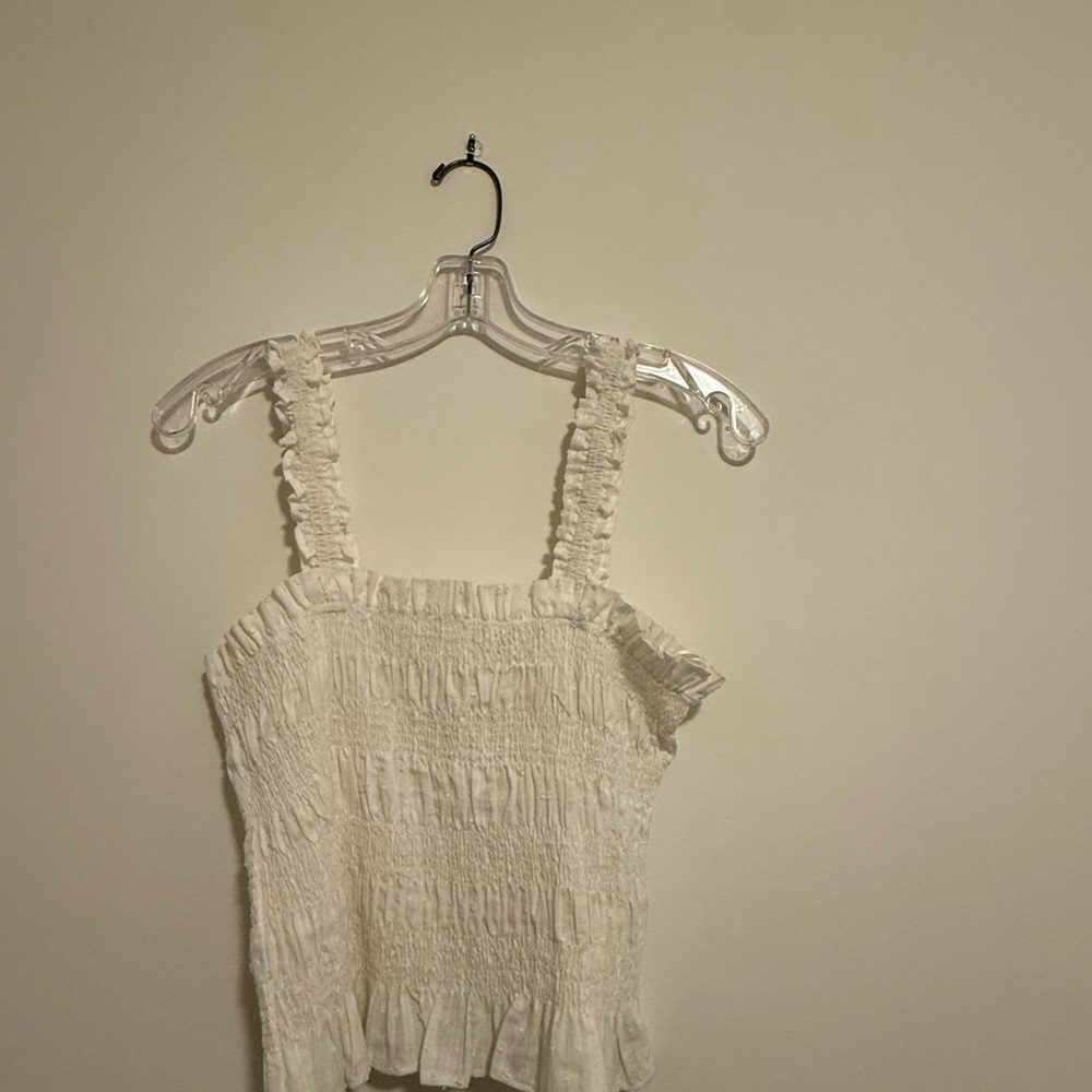 Astr White Smocked Tank Top